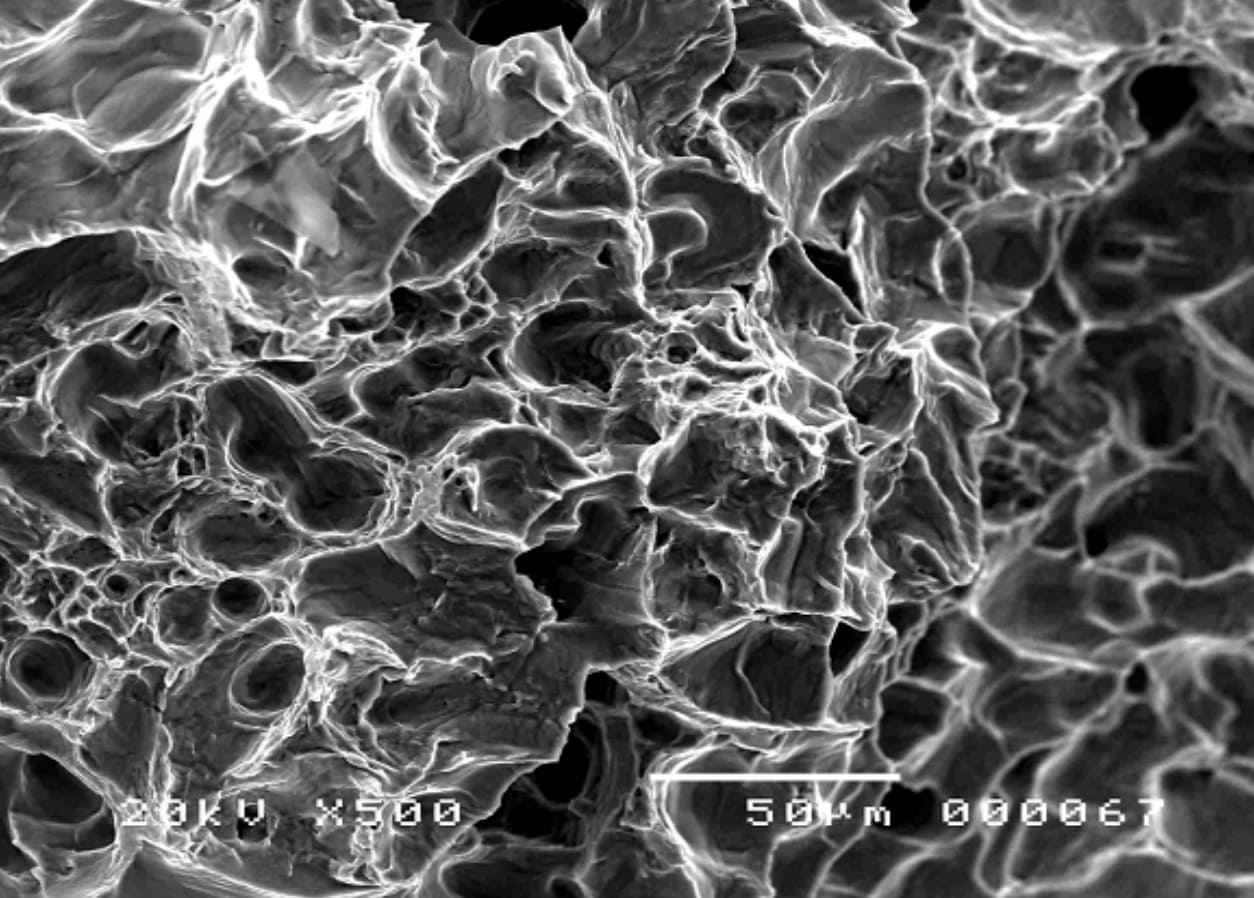 Brittle fracture surface under SEM